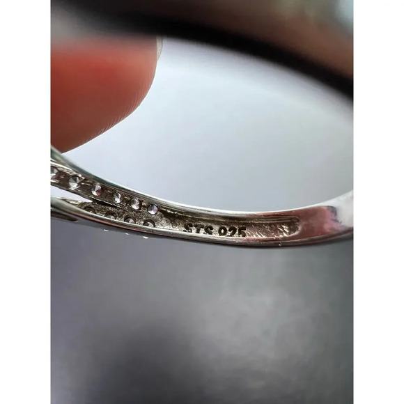 Garnet and zircon sterling silver cathedral halo ring size 9 - Picture 4 of 10